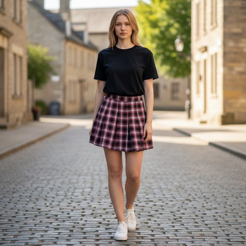 Dixxon Flannel Co The Viper Pink Black Plaid Pleated Mini Skirt Womens Large L